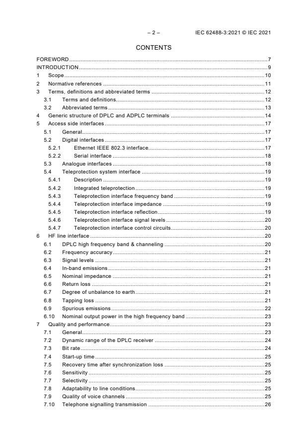 IEC 62488-3:2021 IEC 62488-3:2021 - Power line communication systems for power utility applications - Part 3: Digital Power Line Carrier (DPLC) terminals and hybrid ADPLC terminals - Page 4 preview