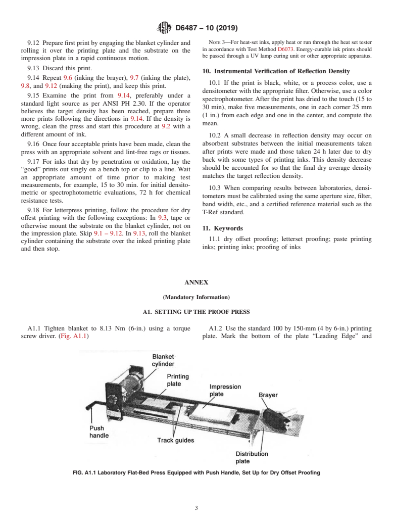 ASTM D6487-10(2019) - Standard Practice for Preparing Prints of Paste Printing Inks Using a Hand Operated   Laboratory Flat-Bed Press