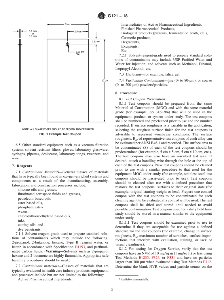 ASTM G121-18 - Standard Practice for  Preparation of Contaminated Test Coupons for the Evaluation  of Cleaning Agents