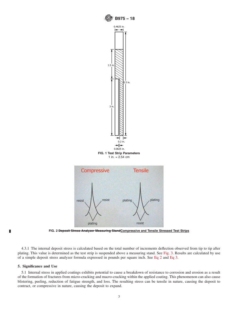 REDLINE ASTM B975-18 - Standard Test Method for  Measurement of Internal Stress of Metallic Coatings by Split Strip Evaluation (Deposit Stress Analyzer Method)