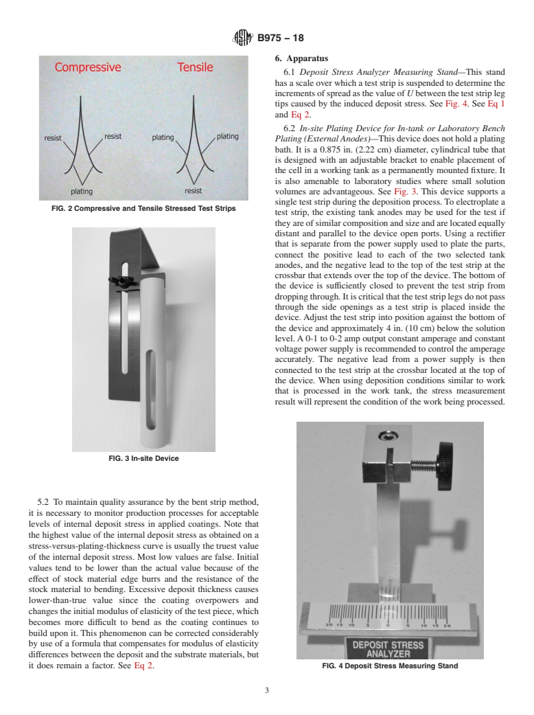 ASTM B975-18 - Standard Test Method for  Measurement of Internal Stress of Metallic Coatings by Split Strip Evaluation (Deposit Stress Analyzer Method)