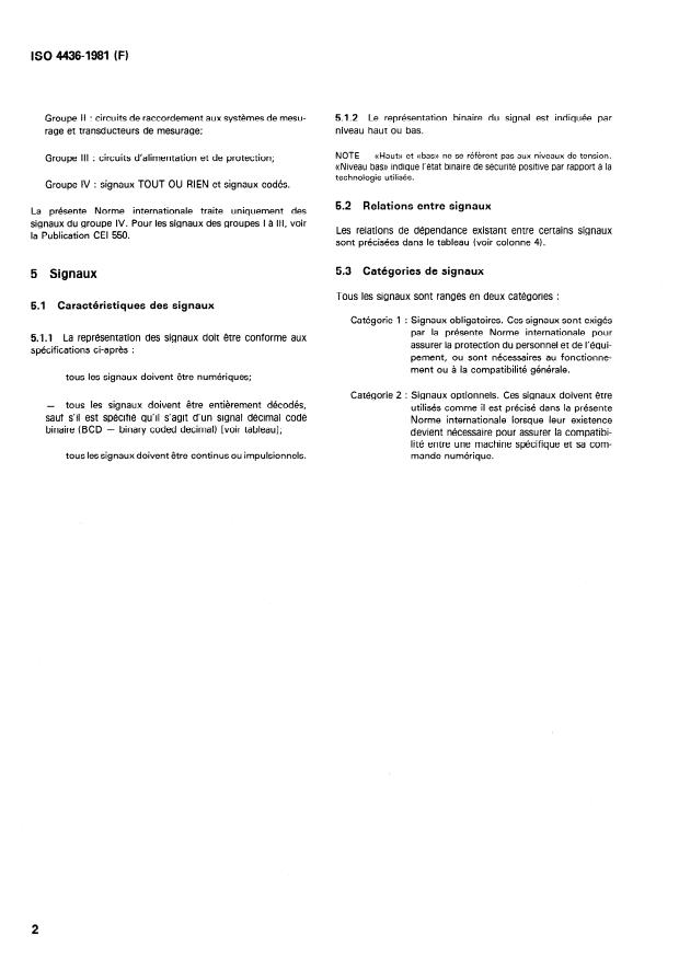 ISO 4336:1981 ISO 4336:1981 - Commande numérique des machines -- Spécification des signaux a l'interface entre l'unité de commande numérique et l'équipement électrique de la machine CN - Page 4 preview