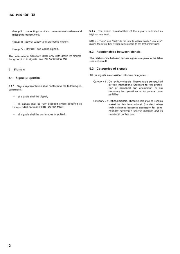 ISO 4336:1981 ISO 4336:1981 - Numerical control of machines -- Specification of interface signals between the numerical control unit and the electrical equipment of an NC machine - Page 4 preview