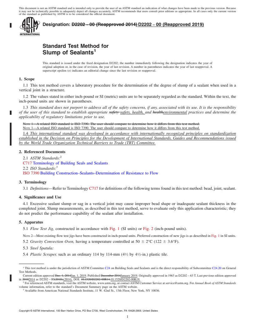 REDLINE ASTM D2202-00(2019) - Standard Test Method for  Slump of Sealants