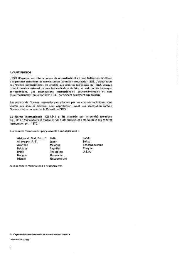 ISO 4341:1978 ISO 4341:1978 - Traitement de l'information -- Étiquetage des bandes magnétiques en cassettes et cartouches, et structure des fichiers pour l'échange d'information - Page 2 preview