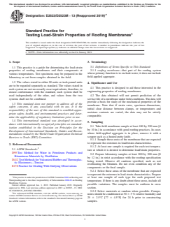 ASTM D2523/D2523M-13(2019)e1 ASTM D2523/D2523M-13(2019)e1 - Standard Practice for Testing Load-Strain Properties of Roofing Membranes - Page 1 preview