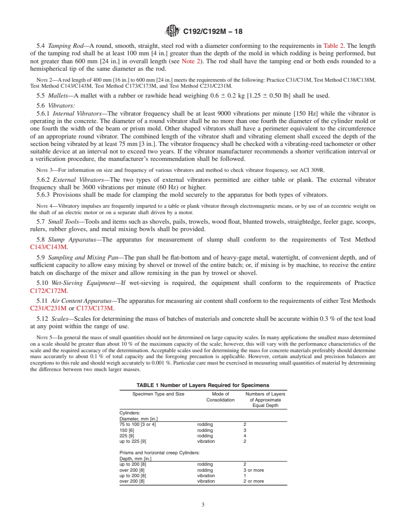 REDLINE ASTM C192/C192M-18 - Standard Practice for  Making and Curing Concrete Test Specimens in the Laboratory