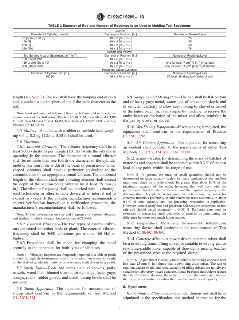 ASTM C192/C192M-18 - Standard Practice for  Making and Curing Concrete Test Specimens in the Laboratory