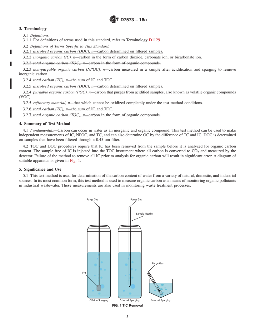 REDLINE ASTM D7573-18a - Standard Test Method for  Total Carbon and Organic Carbon in Water by High Temperature  Catalytic Combustion and Infrared Detection