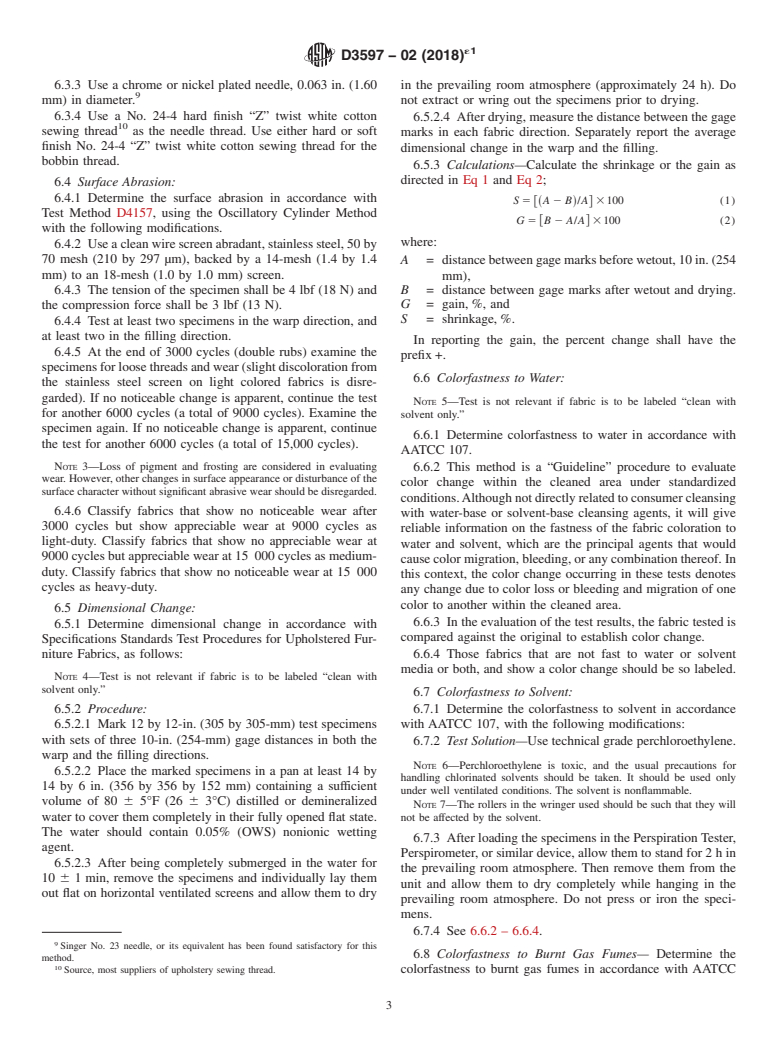 ASTM D3597-02(2018)e1 - Standard Performance Specification for  Woven Upholstery Fabrics&#x2014;Plain, Tufted, or Flocked