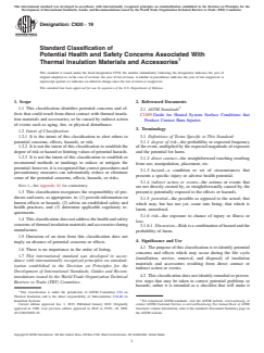 ASTM C930-19 ASTM C930-19 - Standard Classification of Potential Health and Safety Concerns Associated With Thermal Insulation Materials and Accessories - Page 1 preview