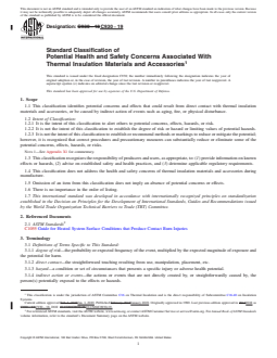 ASTM C930-19 REDLINE ASTM C930-19 - Standard Classification of Potential Health and Safety Concerns Associated With Thermal Insulation Materials and Accessories - Page 1 preview