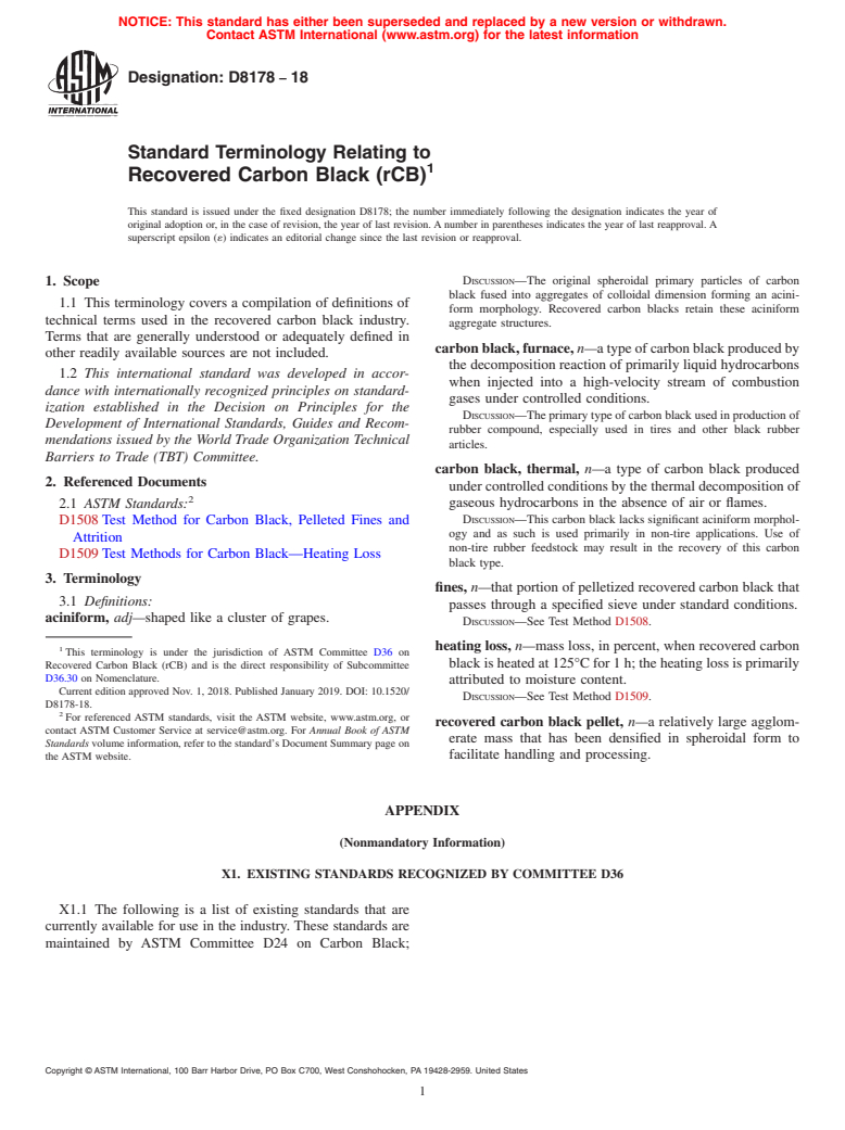 ASTM D8178-18 - Standard Terminology Relating to Recovered Carbon Black (rCB)