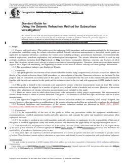 ASTM D5777-18 REDLINE ASTM D5777-18 - Standard Guide for Using the Seismic Refraction Method for Subsurface Investigation - Page 1 preview