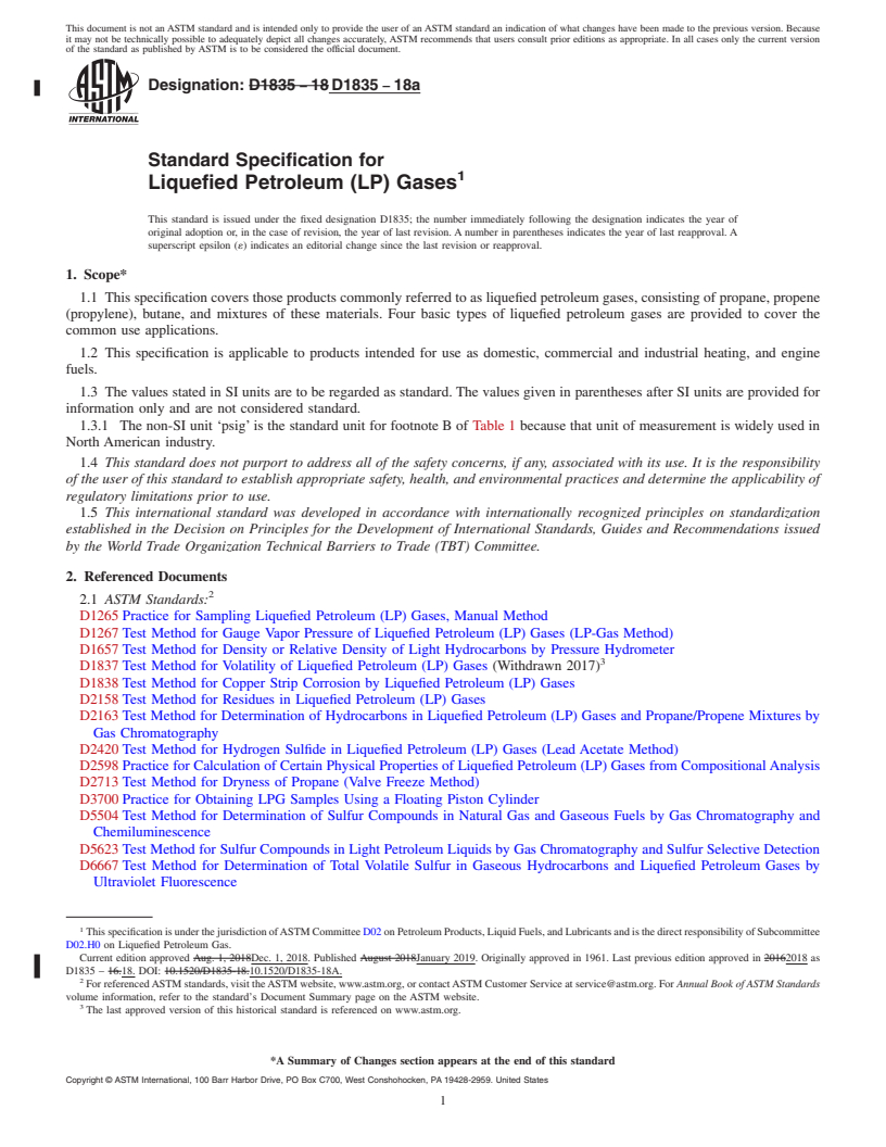 REDLINE ASTM D1835-18a - Standard Specification for Liquefied Petroleum (LP) Gases