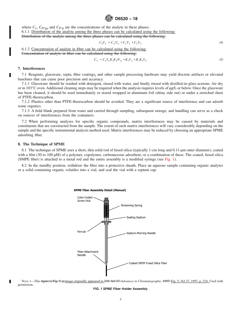 REDLINE ASTM D6520-18 - Standard Practice for  the Solid Phase Micro Extraction (SPME) of Water and its Headspace  for the Analysis of Volatile and Semi-Volatile Organic Compounds