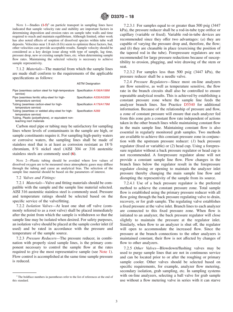 ASTM D3370-18 - Standard Practices for  Sampling Water from Flowing Process Streams