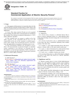 ASTM F3296-19 ASTM F3296-19 - Standard Practice for Commercial Application of Electric Security Fences - Page 1 preview