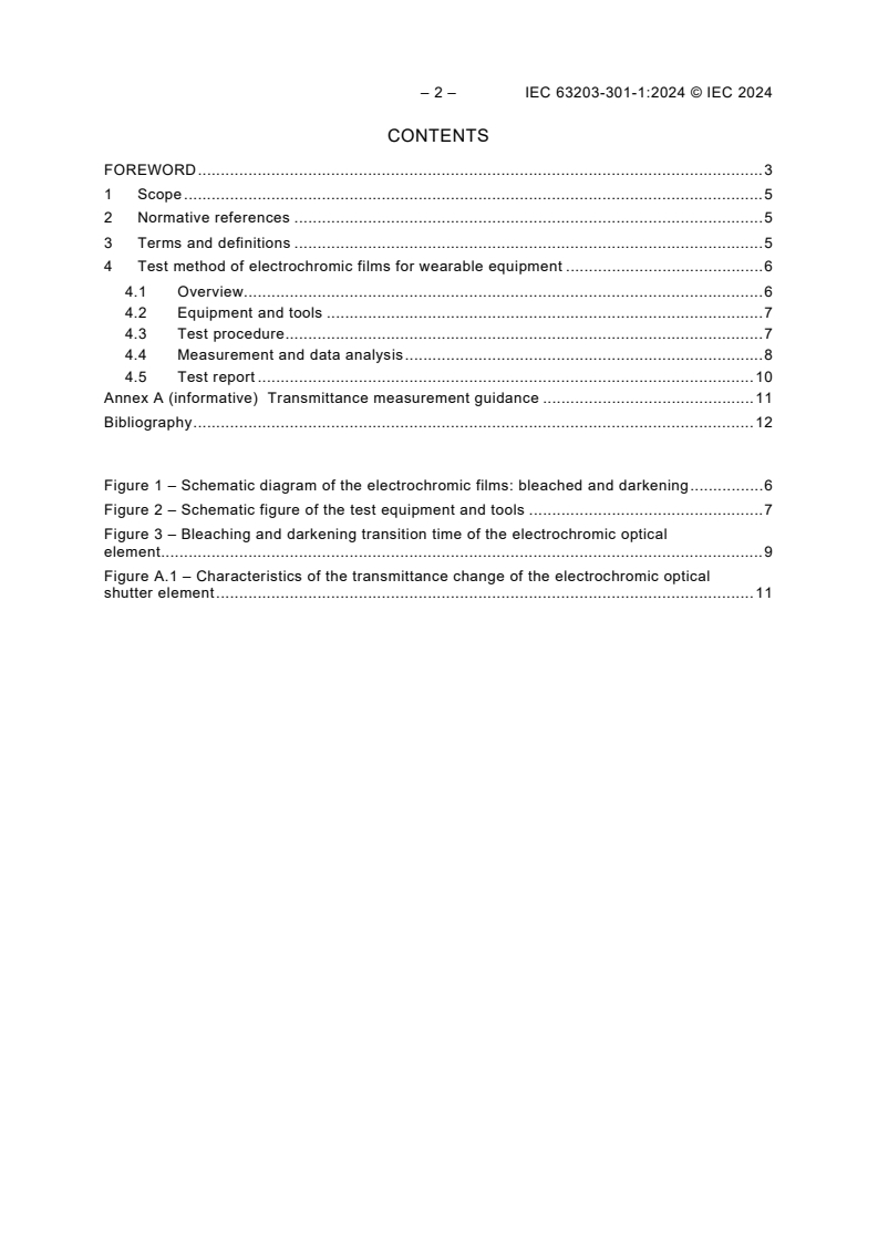 IEC 63203-301-1:2024 IEC 63203-301-1:2024 - Wearable electronic devices and technologies - Part 301-1: Test method of electrochromic films for wearable equipment
Released:3/19/2024
Isbn:9782832284612 - Page 4 preview