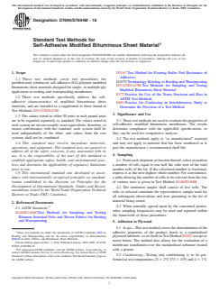 ASTM D7694/D7694M-18 ASTM D7694/D7694M-18 - Standard Test Methods for Self-Adhesive Modified Bituminous Sheet Material - Page 1 preview