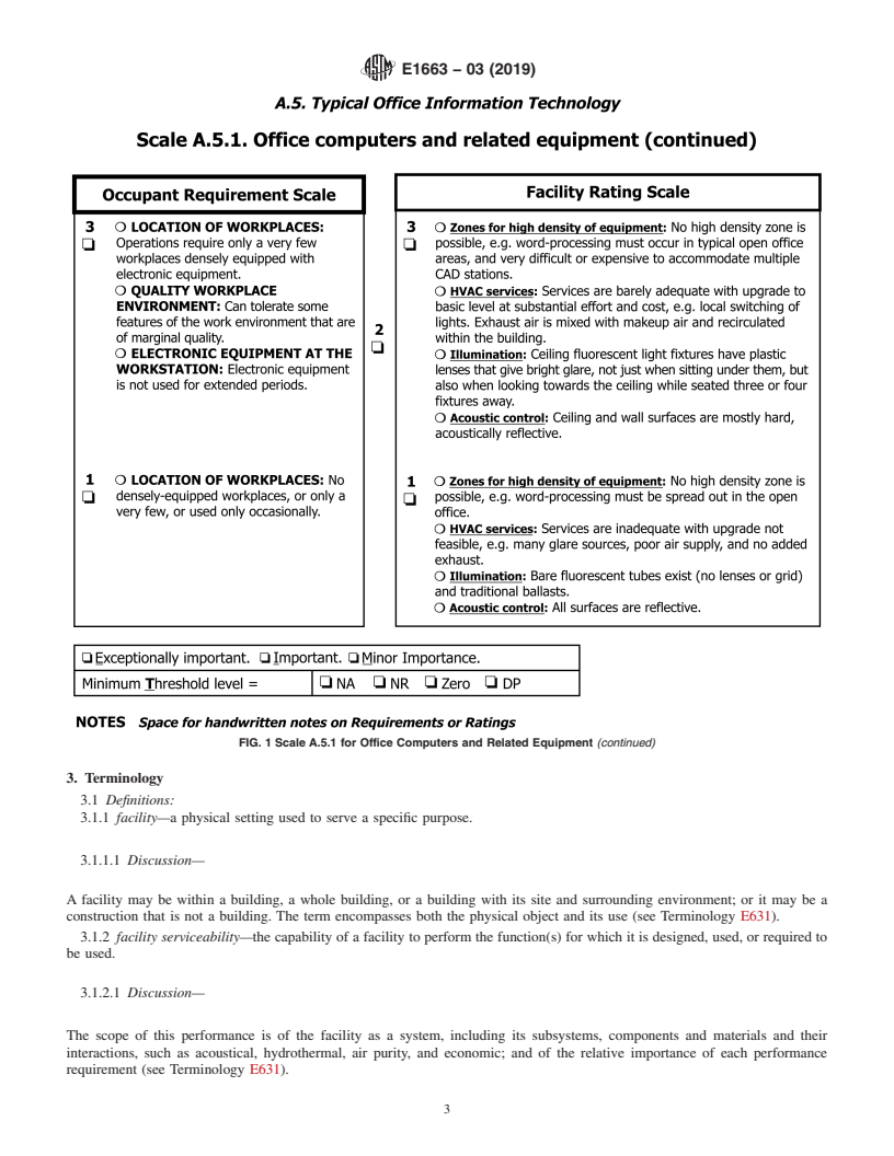 REDLINE ASTM E1663-03(2019) - Standard Classification for Serviceability of an Office Facility for Typical Office Information  Technology