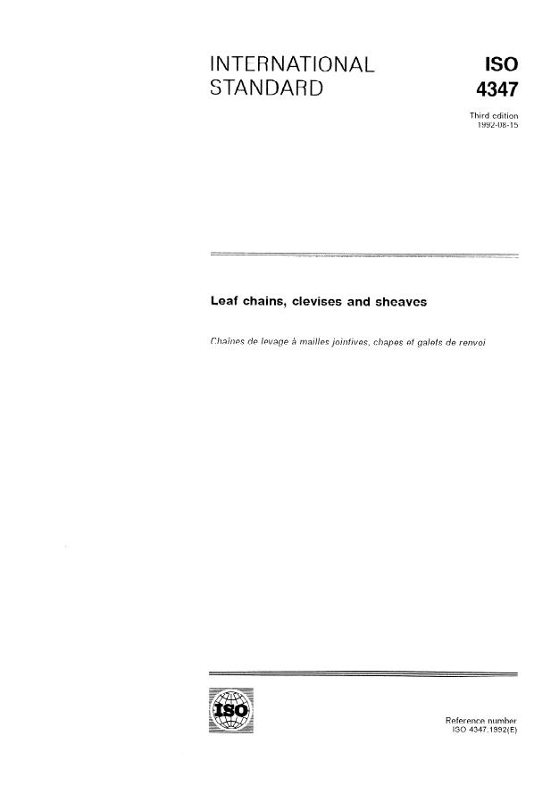 ISO 4347:1992 - Leaf chains, clevises and sheaves