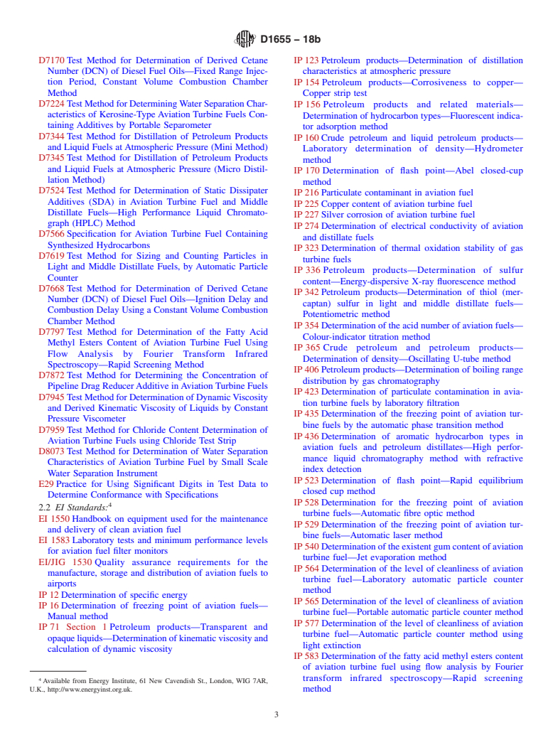 ASTM D1655-18b - Standard Specification for Aviation Turbine Fuels