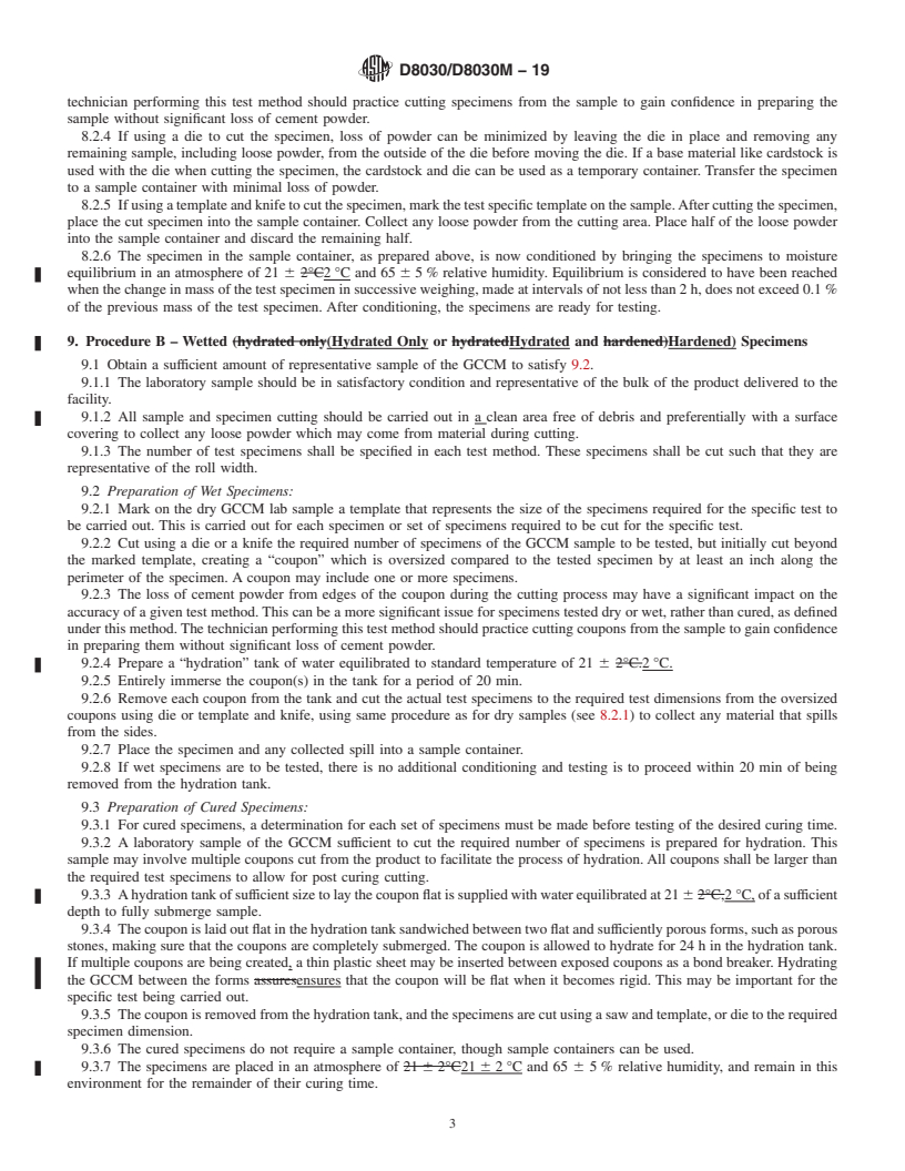 REDLINE ASTM D8030/D8030M-19 - Standard Practice for Sample Preparation for GCCM