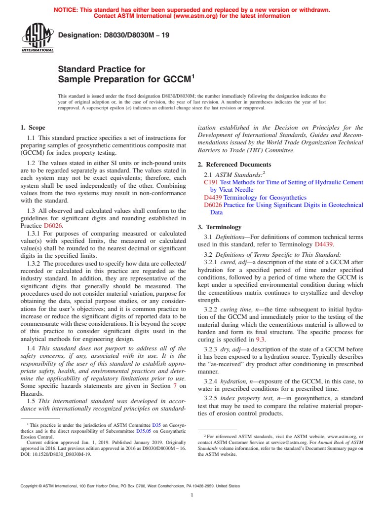 ASTM D8030/D8030M-19 - Standard Practice for Sample Preparation for GCCM