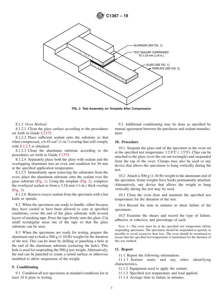 ASTM C1367-19 - Standard Test Method for  Dead Load Resistance of a Sealant in Elevated Temperatures