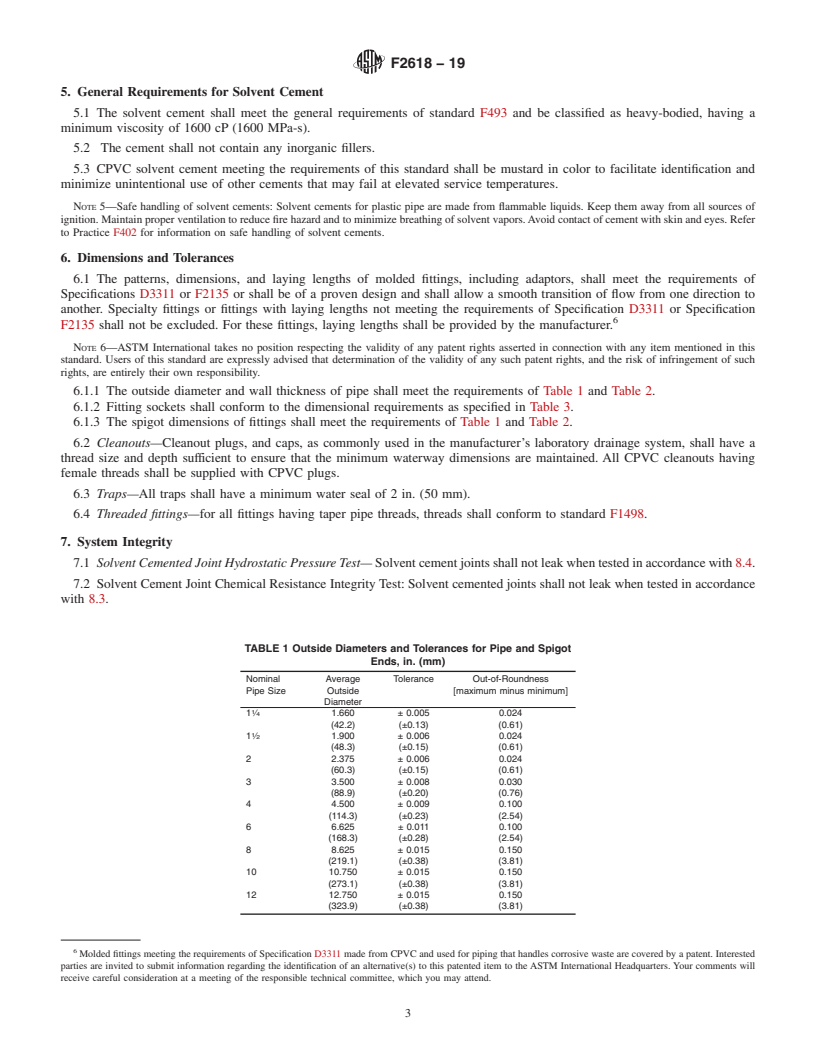 REDLINE ASTM F2618-19 - Standard Specification for  Chlorinated Poly (Vinyl Chloride) (CPVC) Pipe and Fittings   for Chemical Waste Drainage Systems