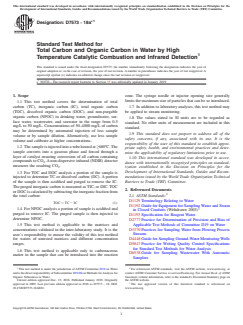 ASTM D7573-18ae1 ASTM D7573-18ae1 - Standard Test Method for Total Carbon and Organic Carbon in Water by High Temperature Catalytic Combustion and Infrared Detection - Page 1 preview