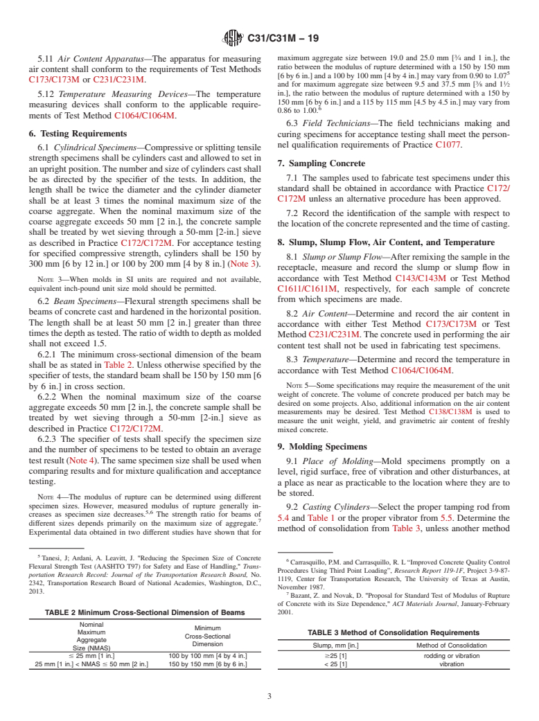 ASTM C31/C31M-19 - Standard Practice for Making and Curing Concrete Test Specimens in the Field