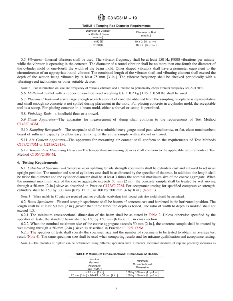 REDLINE ASTM C31/C31M-19 - Standard Practice for Making and Curing Concrete Test Specimens in the Field