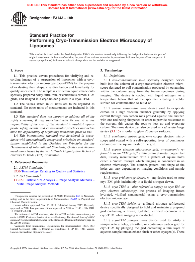 ASTM E3143-18b - Standard Practice for Performing Cryo-Transmission ...