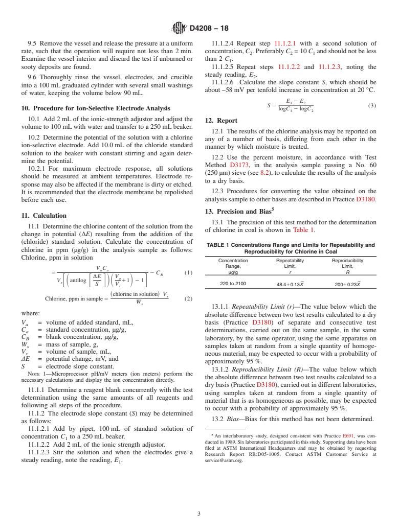 ASTM D4208-18 - Standard Test Method for  Total Chlorine in Coal by the Oxygen Vessel Combustion/Ion  Selective Electrode Method