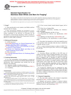 ASTM A314-19 - Standard Specification for  Stainless Steel Billets and Bars for Forging
