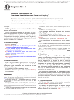 ASTM A314-19 - Standard Specification for  Stainless Steel Billets and Bars for Forging