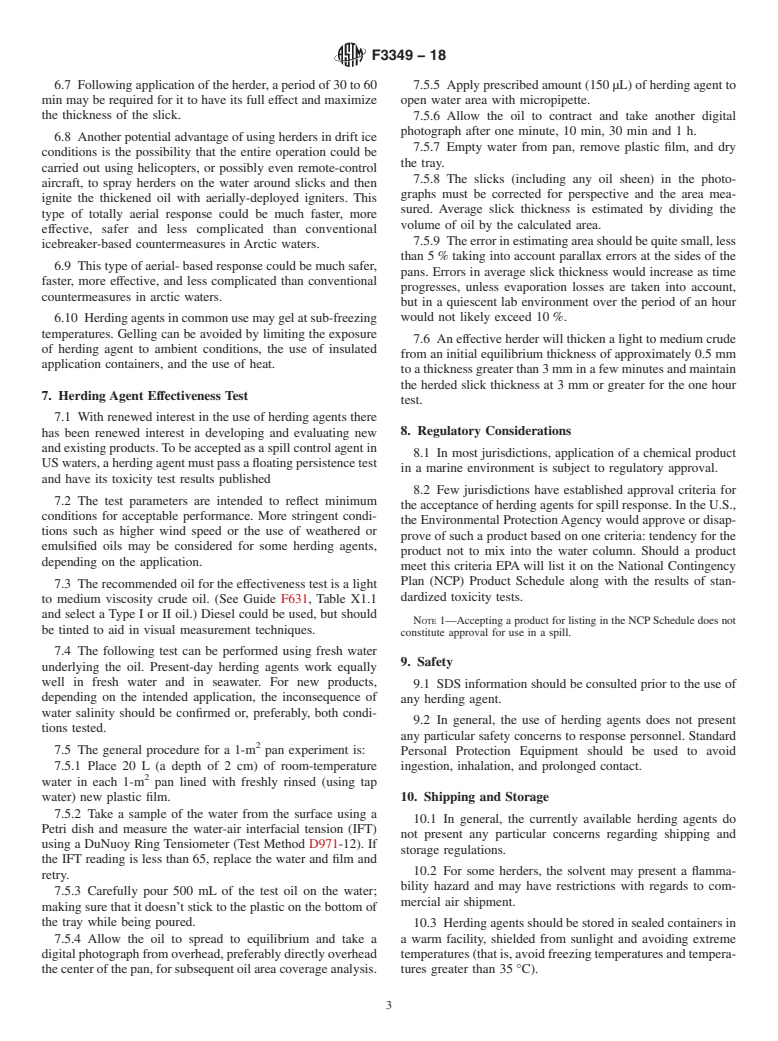 ASTM F3349-18 - Standard Guide for Use of Herding Agents in Conjunction with In-Situ Burning