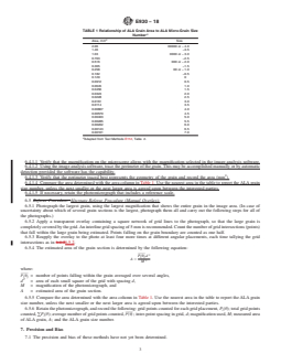ASTM E930-18 REDLINE ASTM E930-18 - Standard Test Methods for Estimating the Largest Grain Observed in a Metallographic Section (ALA Grain Size) - Page 3 preview