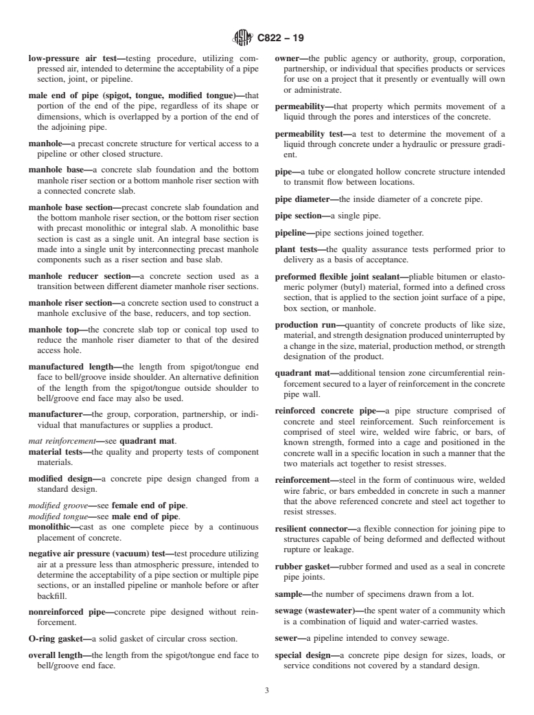 ASTM C822-19 - Standard Terminology Relating to Concrete Pipe and Related Products