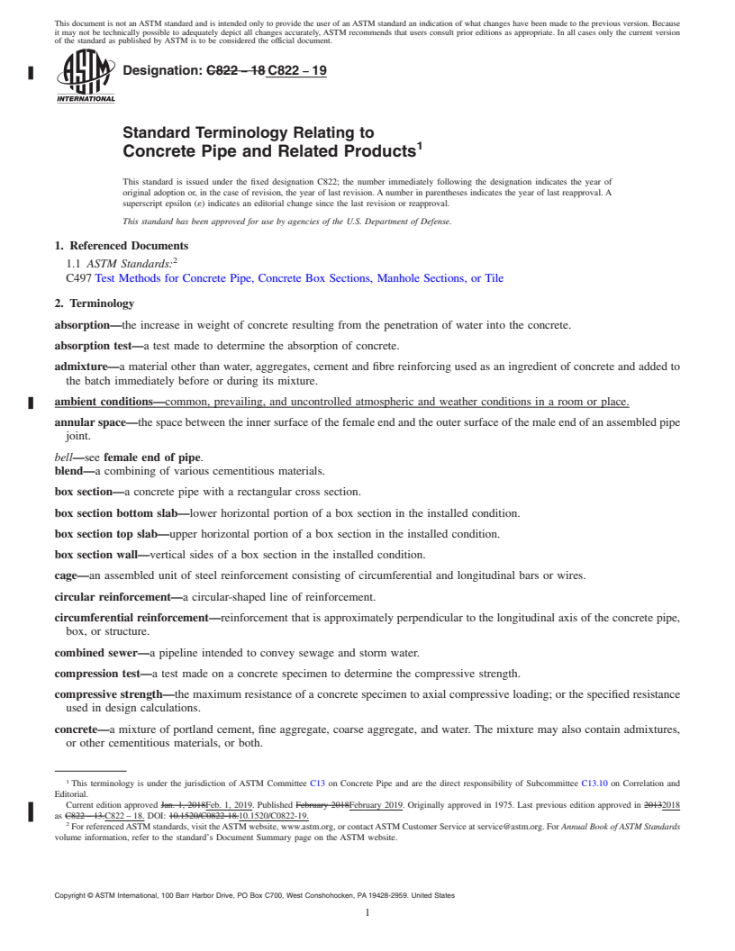 REDLINE ASTM C822-19 - Standard Terminology Relating to Concrete Pipe and Related Products