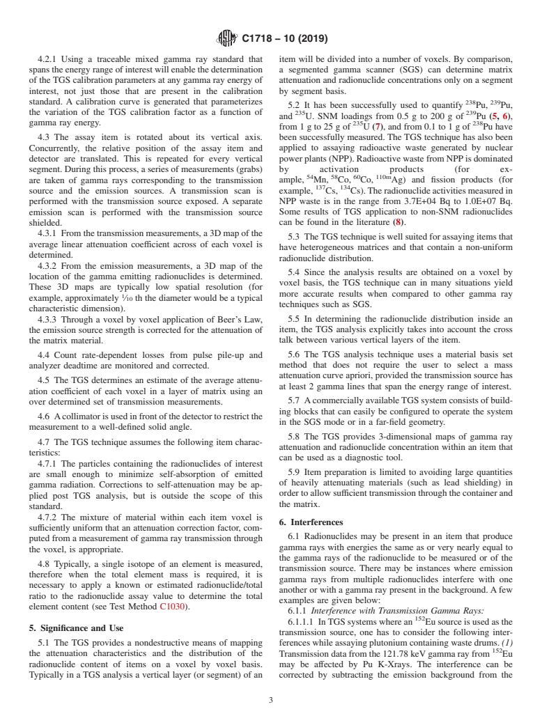 ASTM C1718-10(2019) - Standard Test Method for  Nondestructive Assay of Radioactive Material by Tomographic  Gamma Scanning