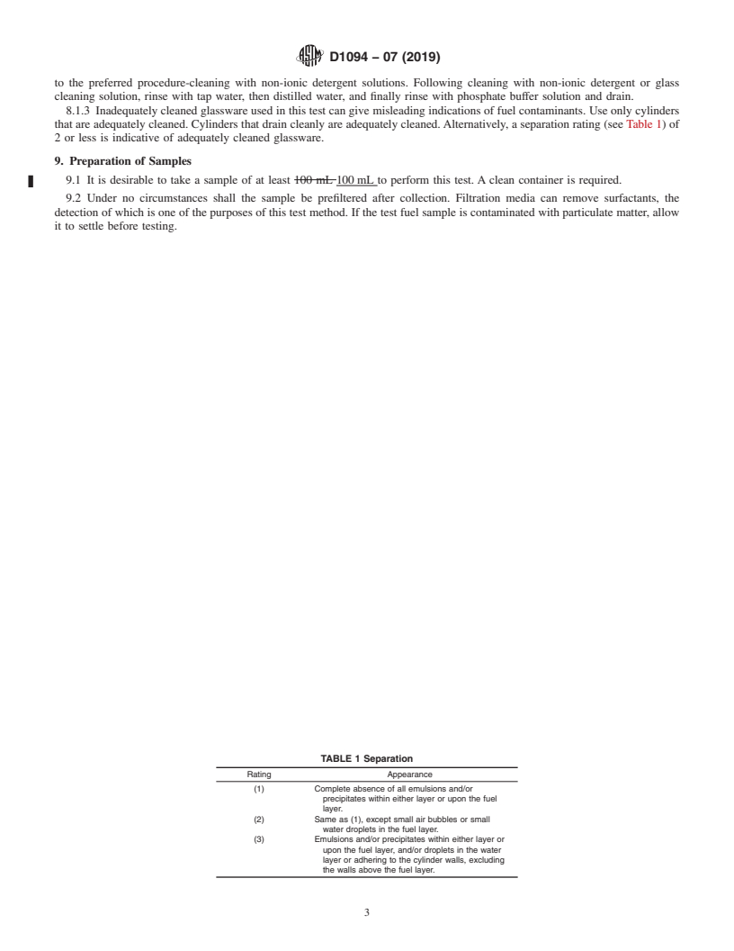 REDLINE ASTM D1094-07(2019) - Standard Test Method for  Water Reaction of Aviation Fuels