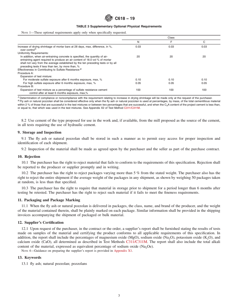 REDLINE ASTM C618-19 - Standard Specification for  Coal Fly Ash and Raw or Calcined Natural Pozzolan for Use in  Concrete