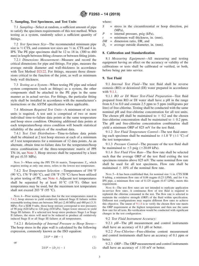 ASTM F2263-14(2019) - Standard Test Method for  Evaluating the Oxidative Resistance of Polyethylene (PE) Pipe   to Chlorinated Water