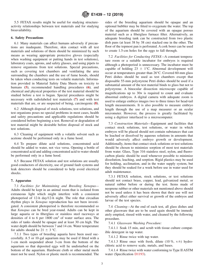 ASTM E1439-12(2019) - Standard Guide for  Conducting the Frog Embryo Teratogenesis Assay-Xenopus (FETAX)