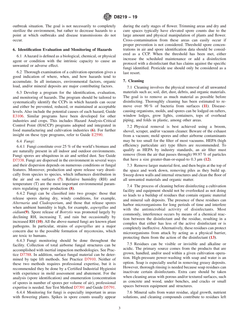 ASTM D8219-19 - Standard Guide for Cleaning and Disinfection at a Cannabis Cultivation Center