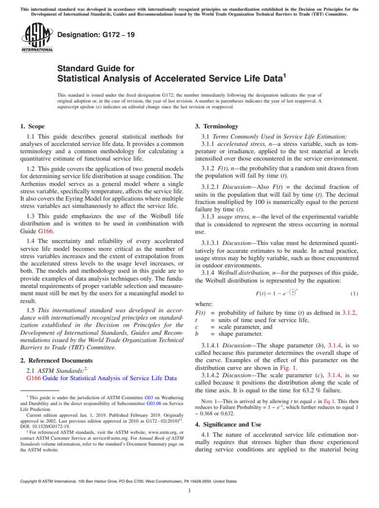 ASTM G172-19 - Standard Guide for  Statistical Analysis of Accelerated Service Life Data