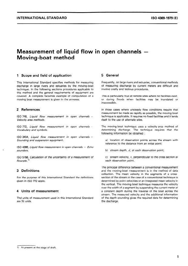 ISO 4369:1979 - Measurement of liquid flow in open channels -- Moving-boat method